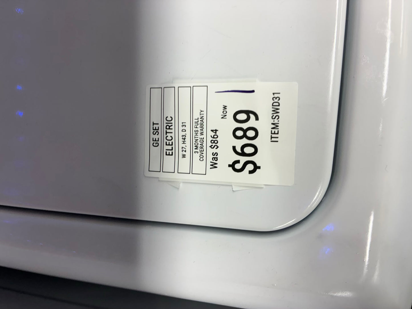 GE WASHER N DRYER TOP LOAD ELECTRIC 27”