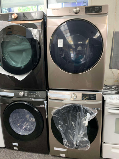 ★ Samsung open box 4.5-cu ft High Efficiency Stackable Steam Cycle Smart Front-Load Washer and gentle used Electric Dryer with 7.5 Cu. Ft. Capacity, Smart Care, 10 Dryer Programs, Sensor Dry, Steam Sanitize+, Wrinkle Prevent WD461