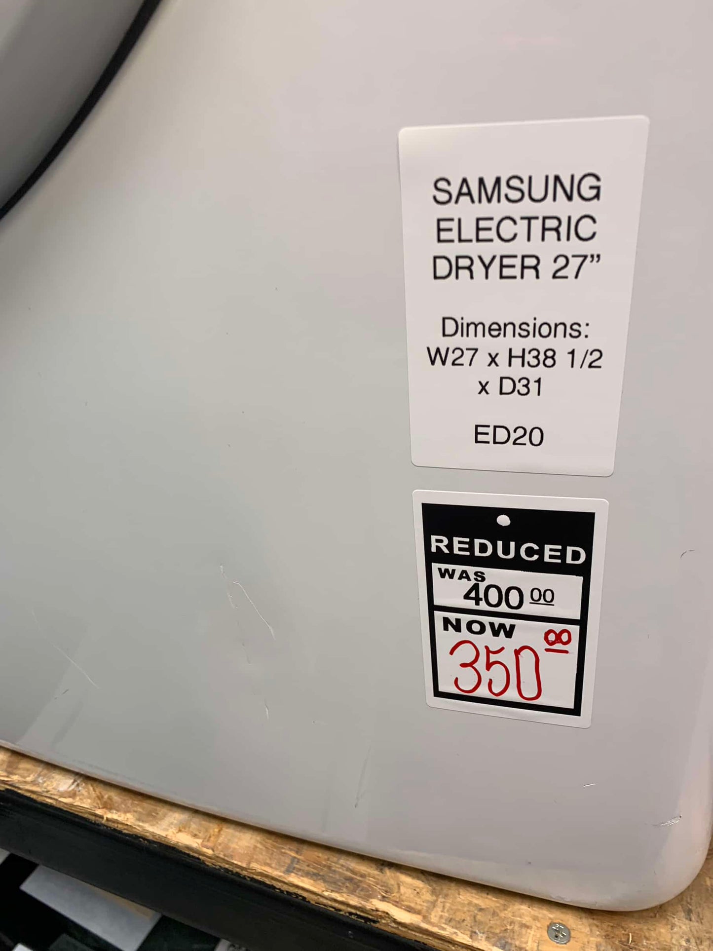 Samsung electric dryer 220v front load stackable large capacity 27 in DE20