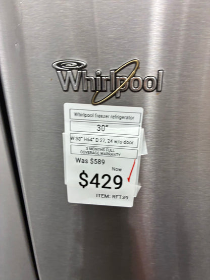 Whirlpool top freezer refrigerator white 30”