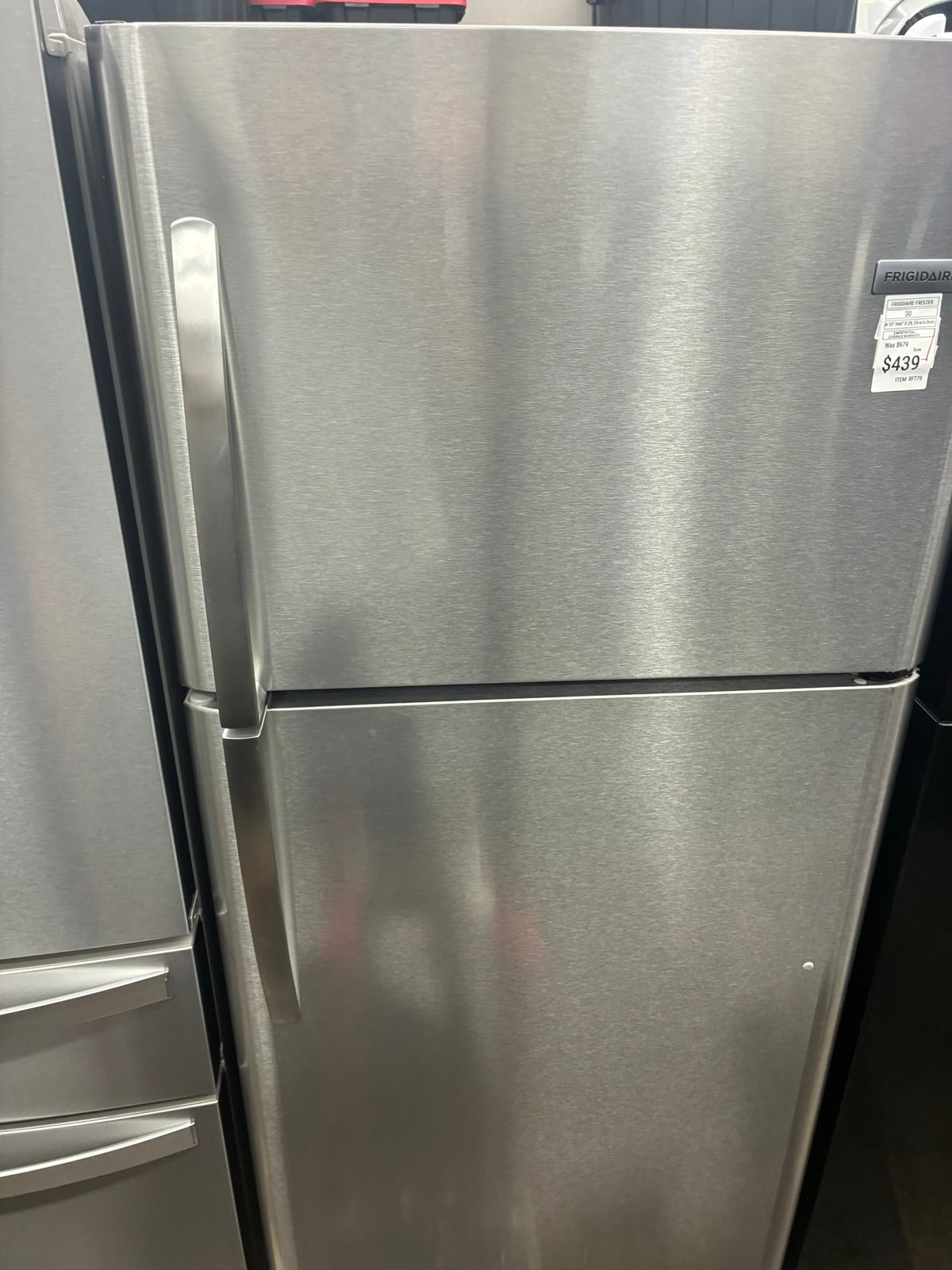 Whirlpool top freezer refrigerator  30” stainless steel