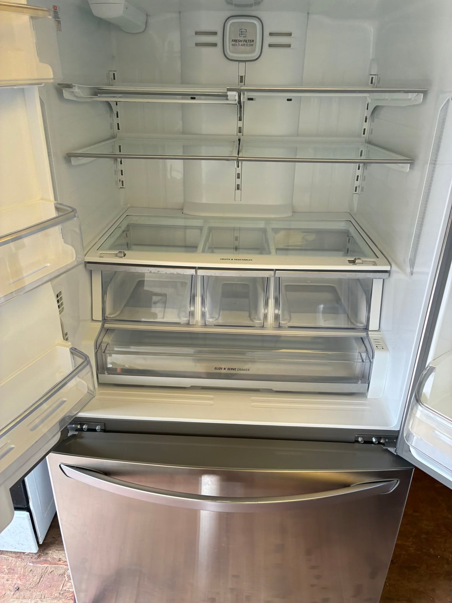 LG French door refrigerator stainless steel 36” ice maker water dispenser