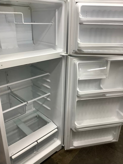 White GE Top Freezer Refrigerator