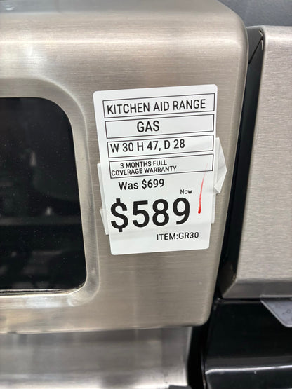 Kitchen Aid Gas Range Stainless Steel 5 Burners 30” double oven