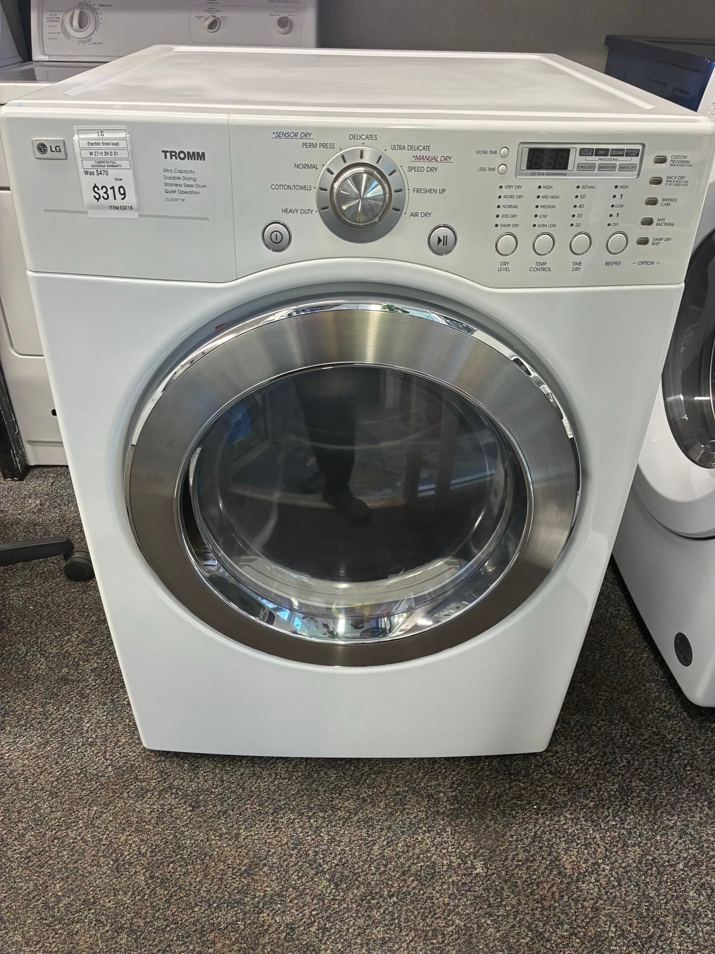LG Electric Dryer 27”  white front load