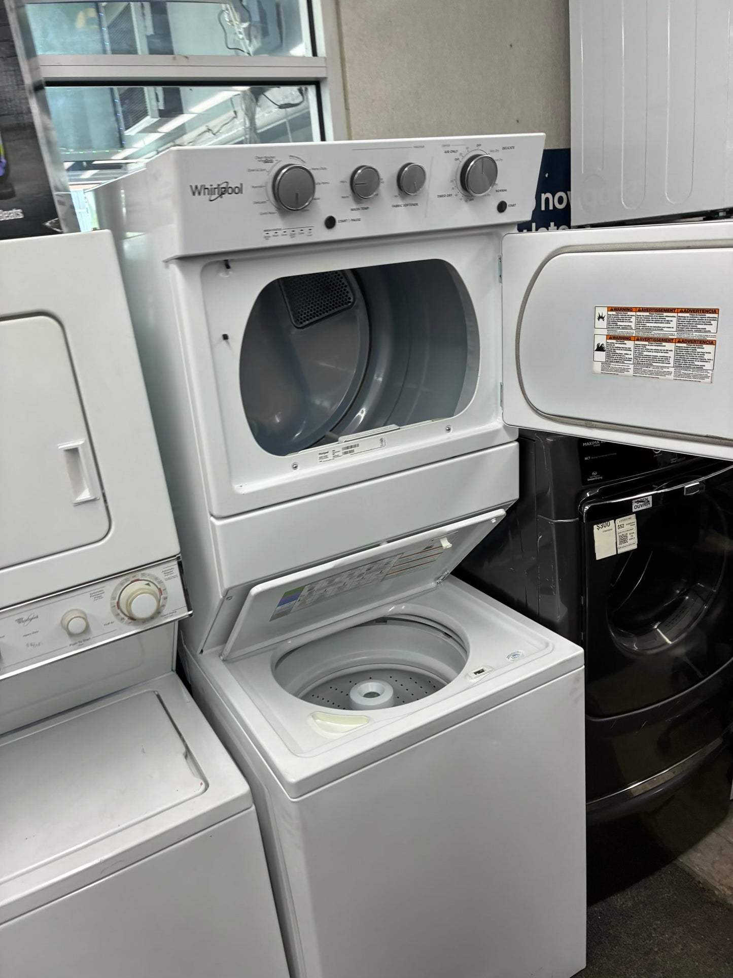 Whirlpool laundry center  washer and dryer set electric stackable 27”