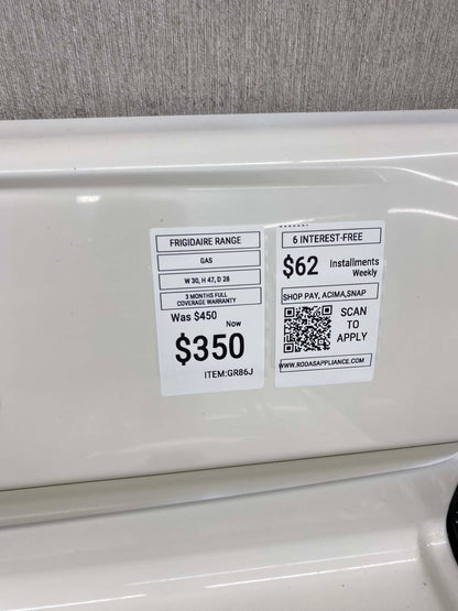. ITEM #GR86J  Frigidaire gas range bisque color  4 burner 30” in *more pictures soon