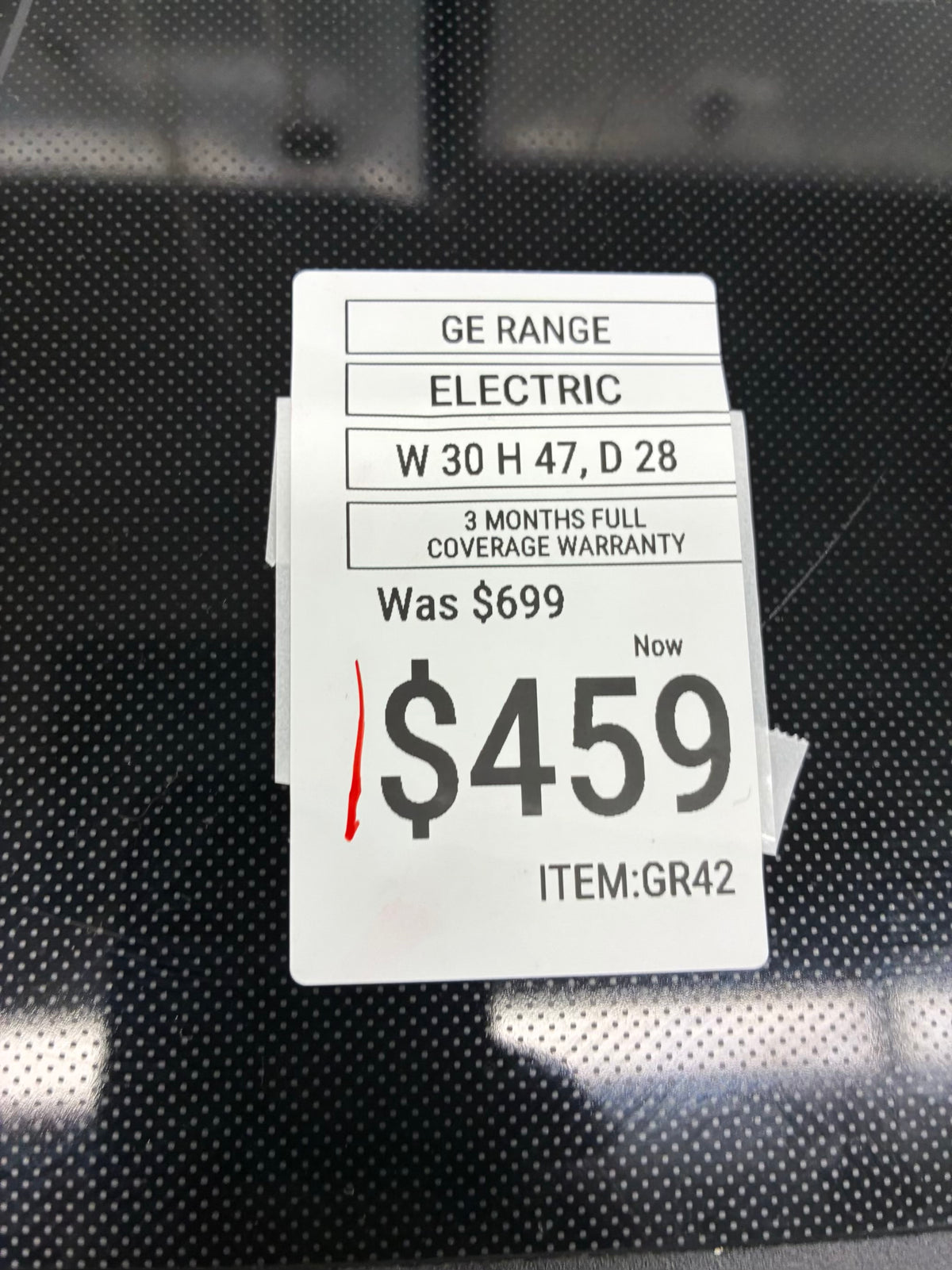 GE electric slide in range stainless steel 30”