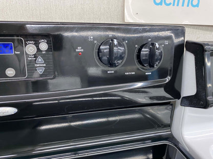 Item: #ER29U  whirlpool electric 220v range 4 burner  black  30 in