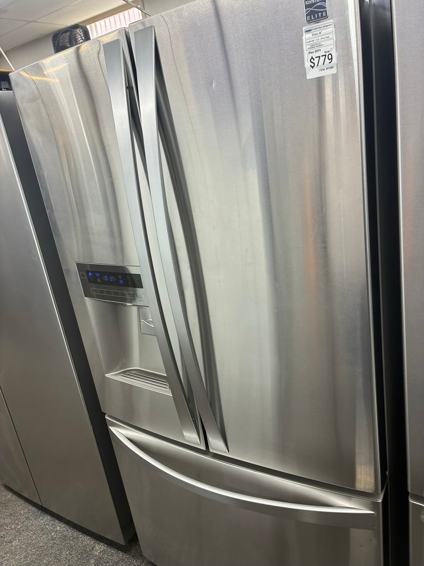 Kenmore French door refrigerator stainless steel 36” ice maker water dispenser