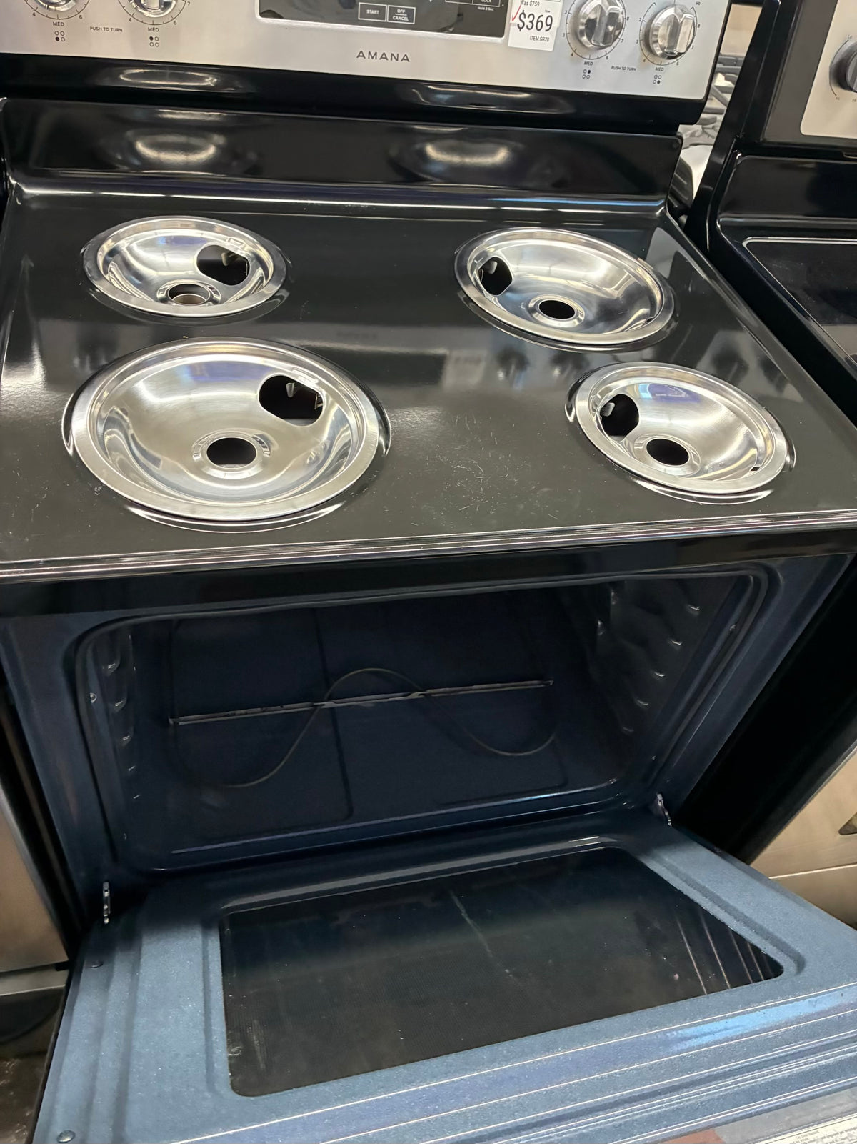 Amana electric range stainless steel 30” 4 burners coils