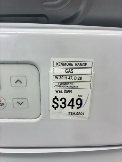 Kenmore Gas Range white 4 Burners 30”