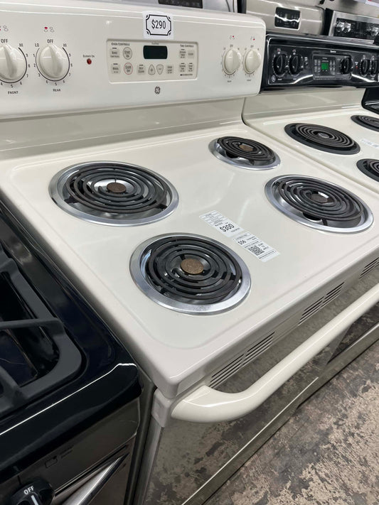 - Item: #GR73X GE electric range 4 burner  range 30 in