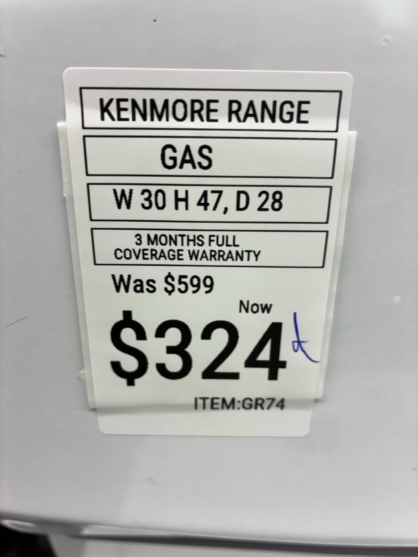 Gas Range white Burners 30”