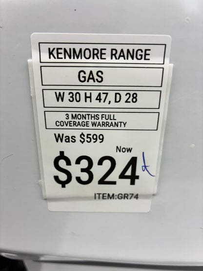 Gas Range white Burners 30”