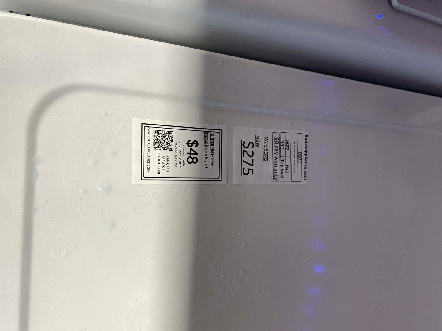 Whirpool electric dryer commercial quality 29 inch