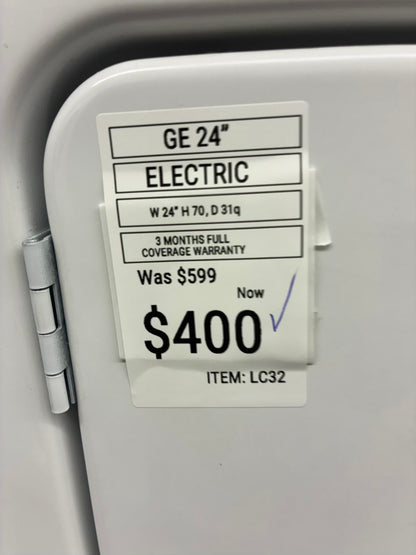 GE laundry center  washer and dryer set gas stackable 24”