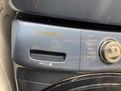 . Item: #WD19K  Samsung high efficiency washer and electric dryer blie stainless steel drum front load ,stackable or side by side 27”