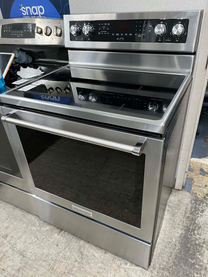 ITEM: GR06K ~ ★ KitchenAid 30-in Glass Top 5 burners 6.4-cu ft Convection Oven Freestanding Electric Range ( Stainless Steel with PRINTSHIELD Finish )