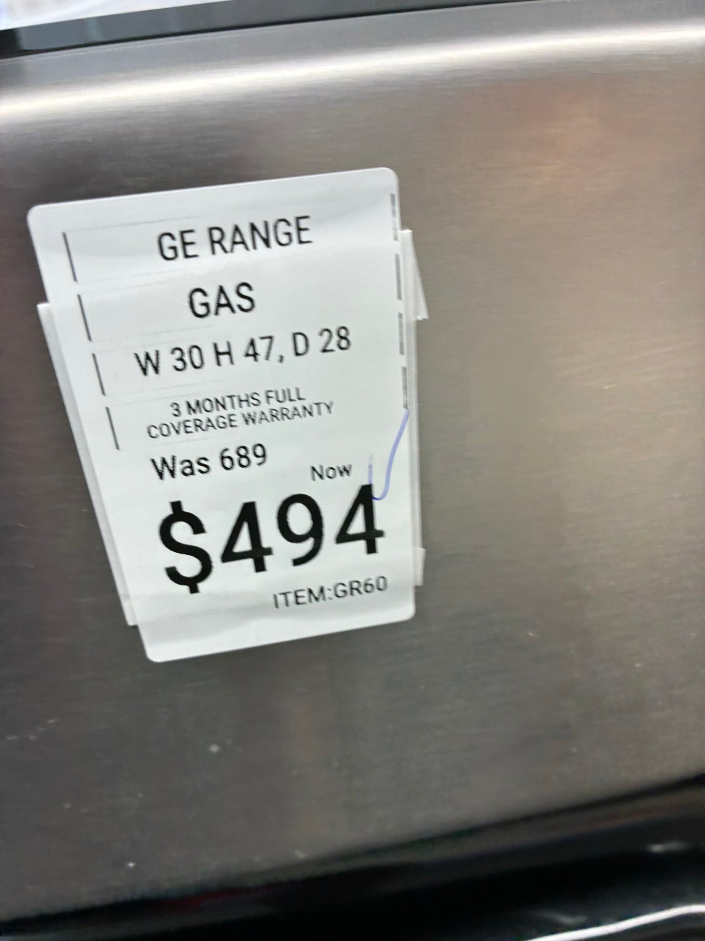 GE range 5 burner stainless steel 30”