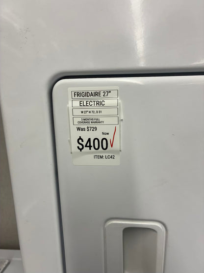 Frigidaire laundry center  washer and dryer set gas stackable 27”