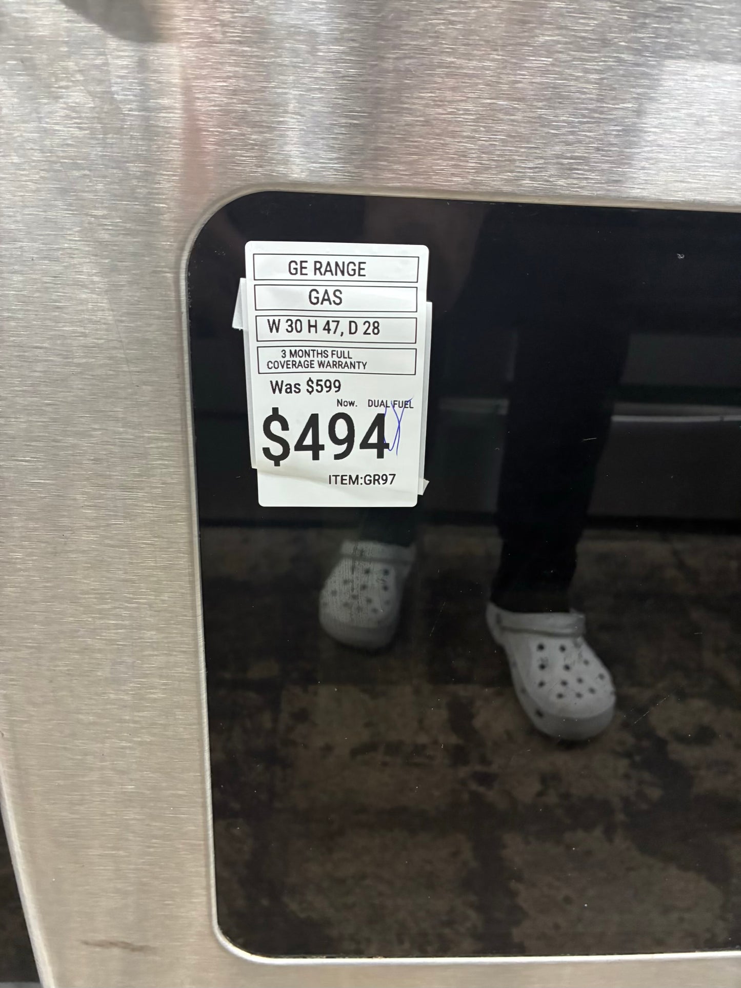 GE Dual fuel Range Stainless Steel 5 Burners 30”