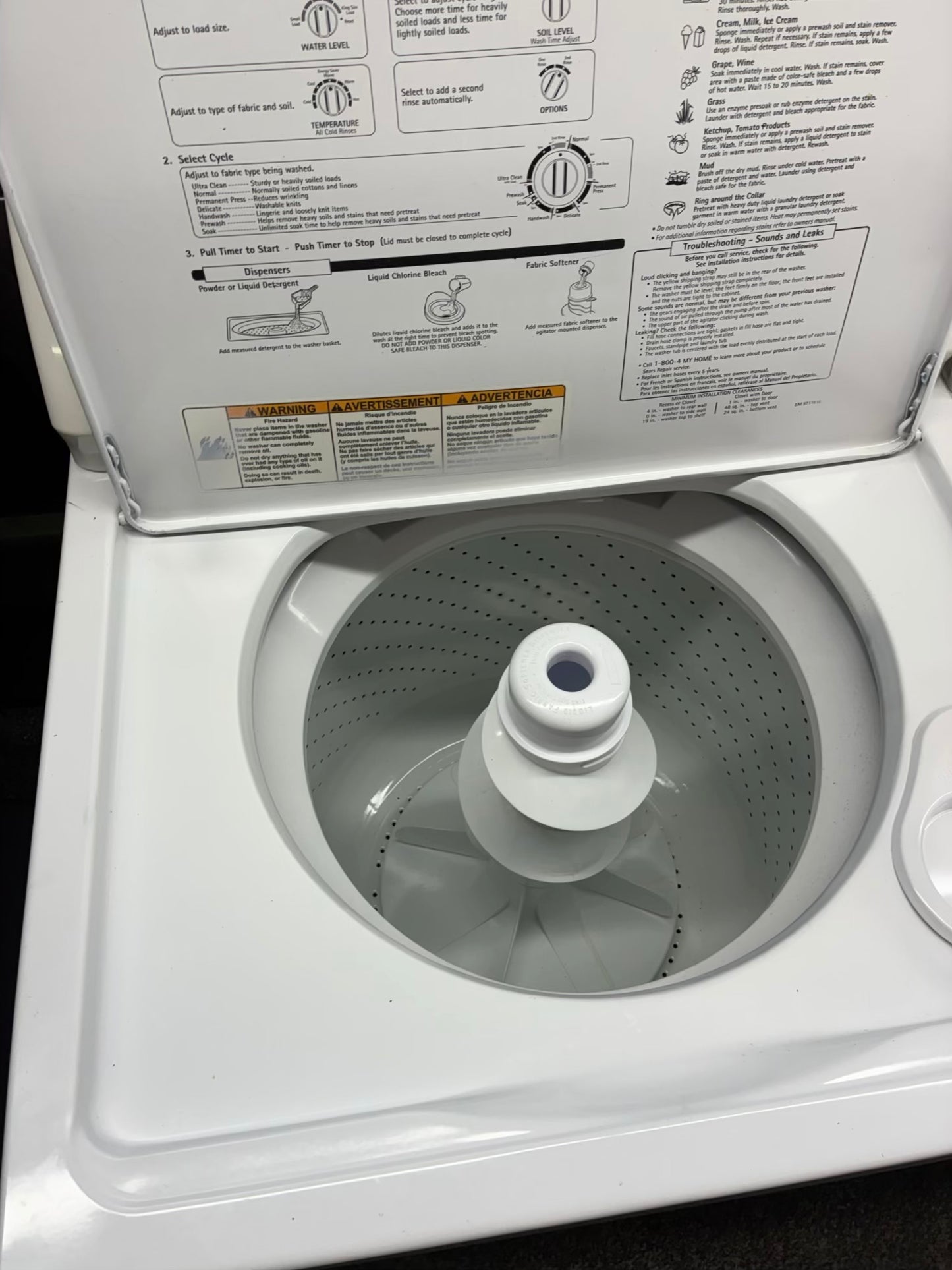 KENMORE WASHER N DRYER TOP LOAD ELECTRIC 27”