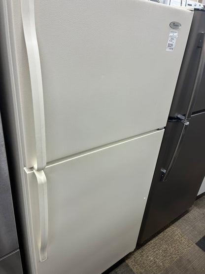 Whirlpool top freezer refrigerator beige 30”