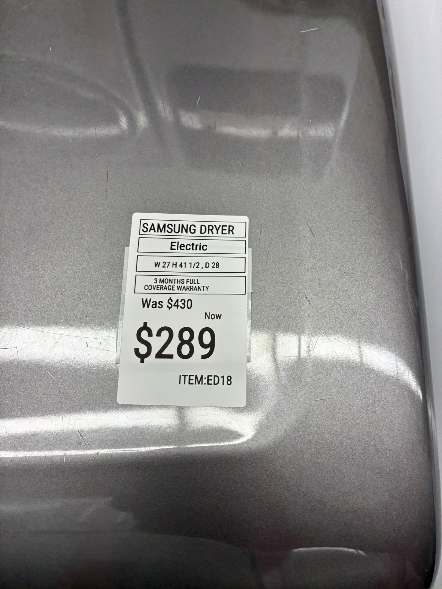 Samsung gas dryer 27” large capacity slate