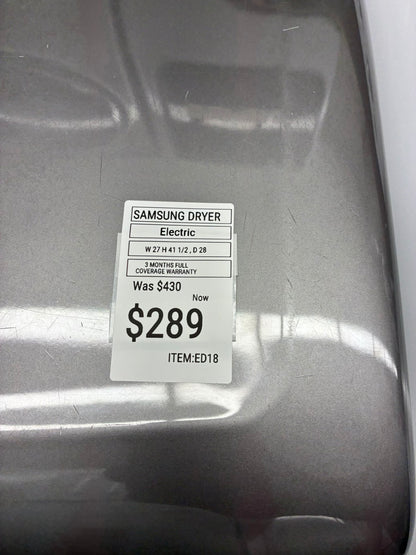 Samsung gas dryer 27” large capacity slate