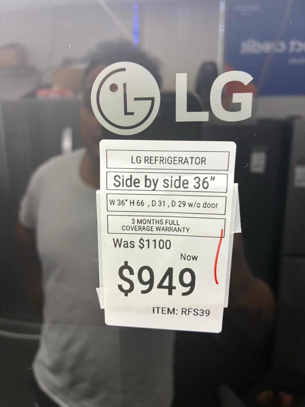 LG side by side refrigerator stainless steel 36” ice maker water dispenser ice maker