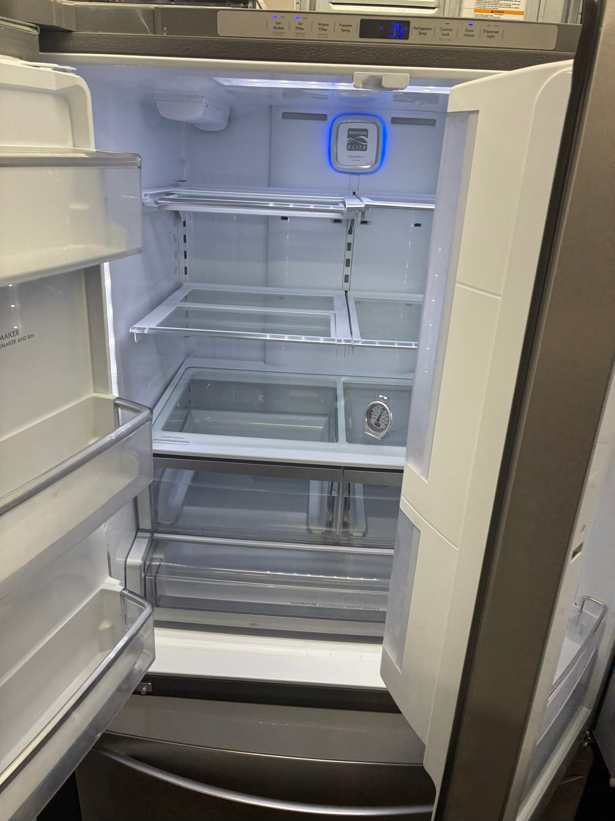 Kenmore French door refrigerator stale stainless steel 36” ice maker water dispenser