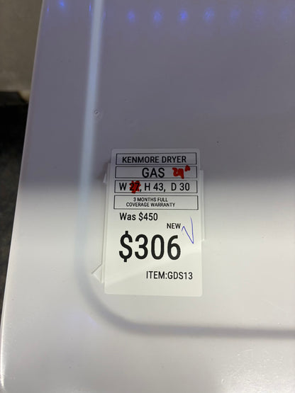 Kenmore gas dryer 29” large capacity white