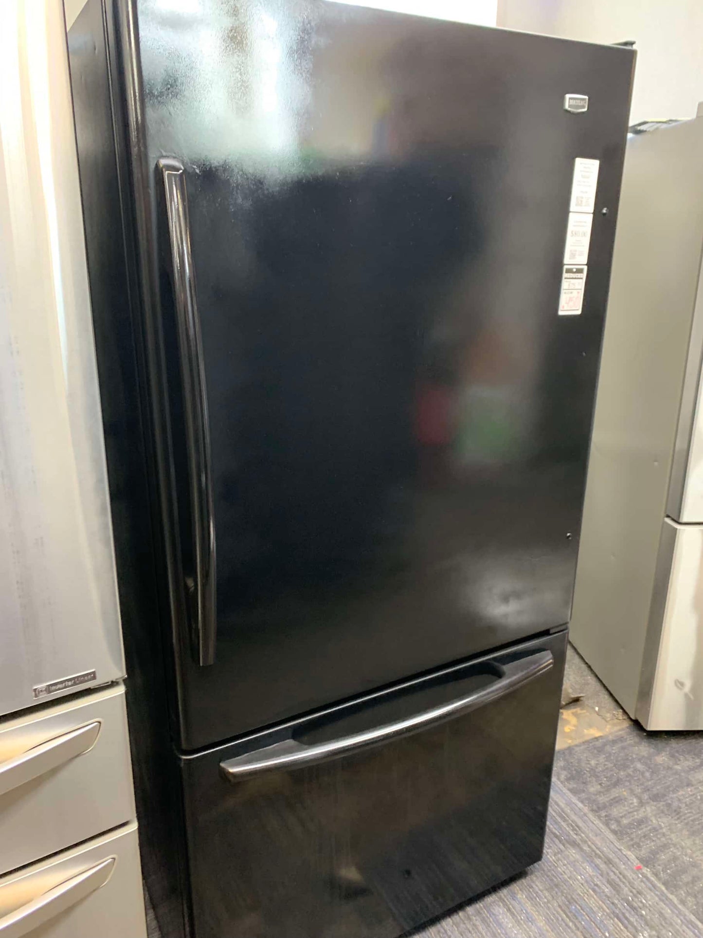 • Maytag bottom  freezer refrigerator black 33 in RF6194
