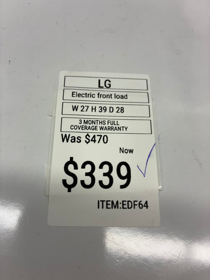 LG electric dryer 27” large capacity white