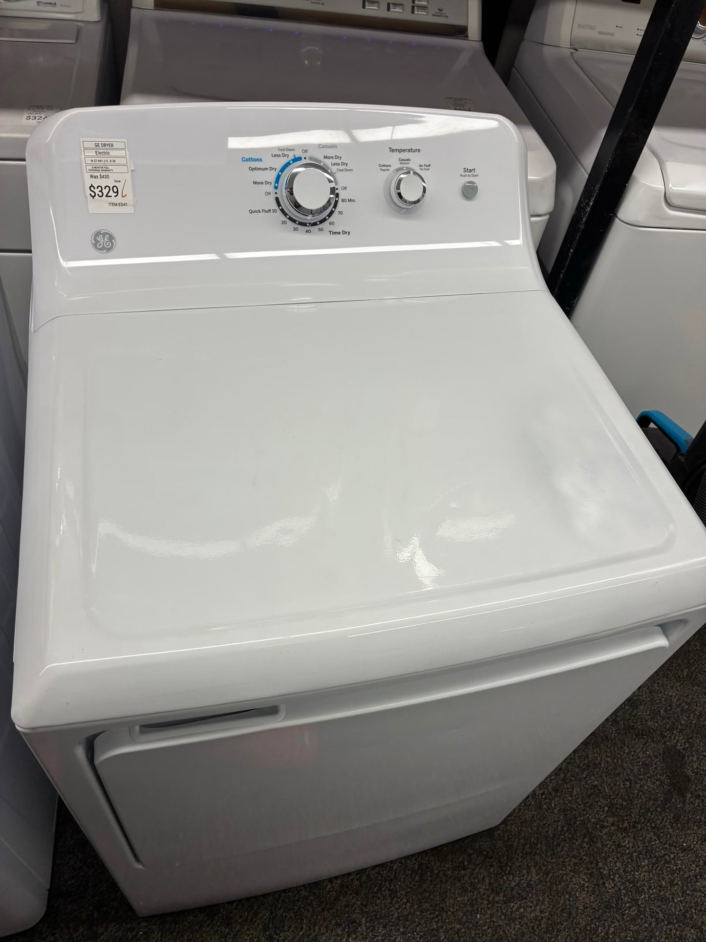 GE electric dryer 27” large capacity white