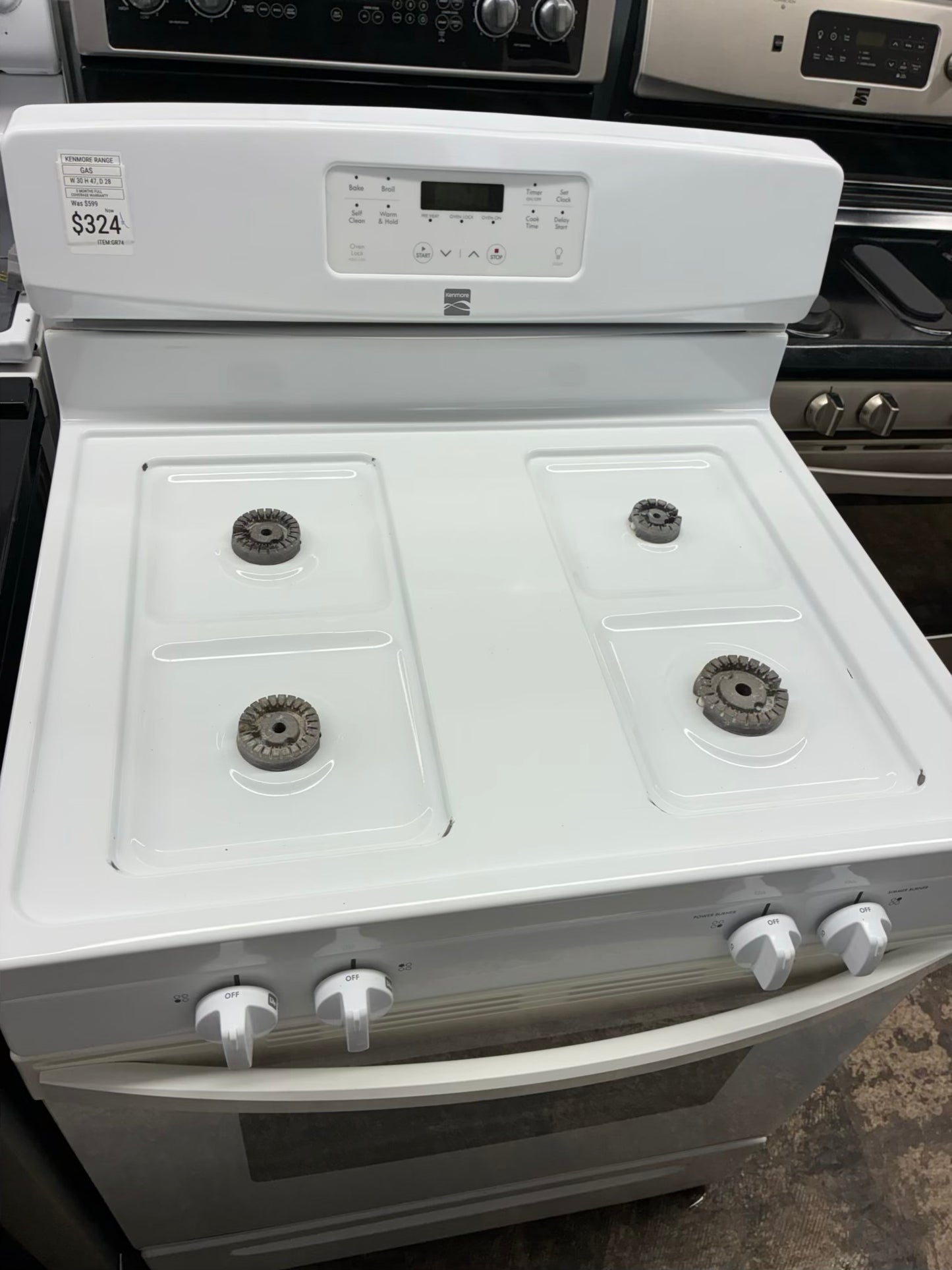 Gas Range white Burners 30”
