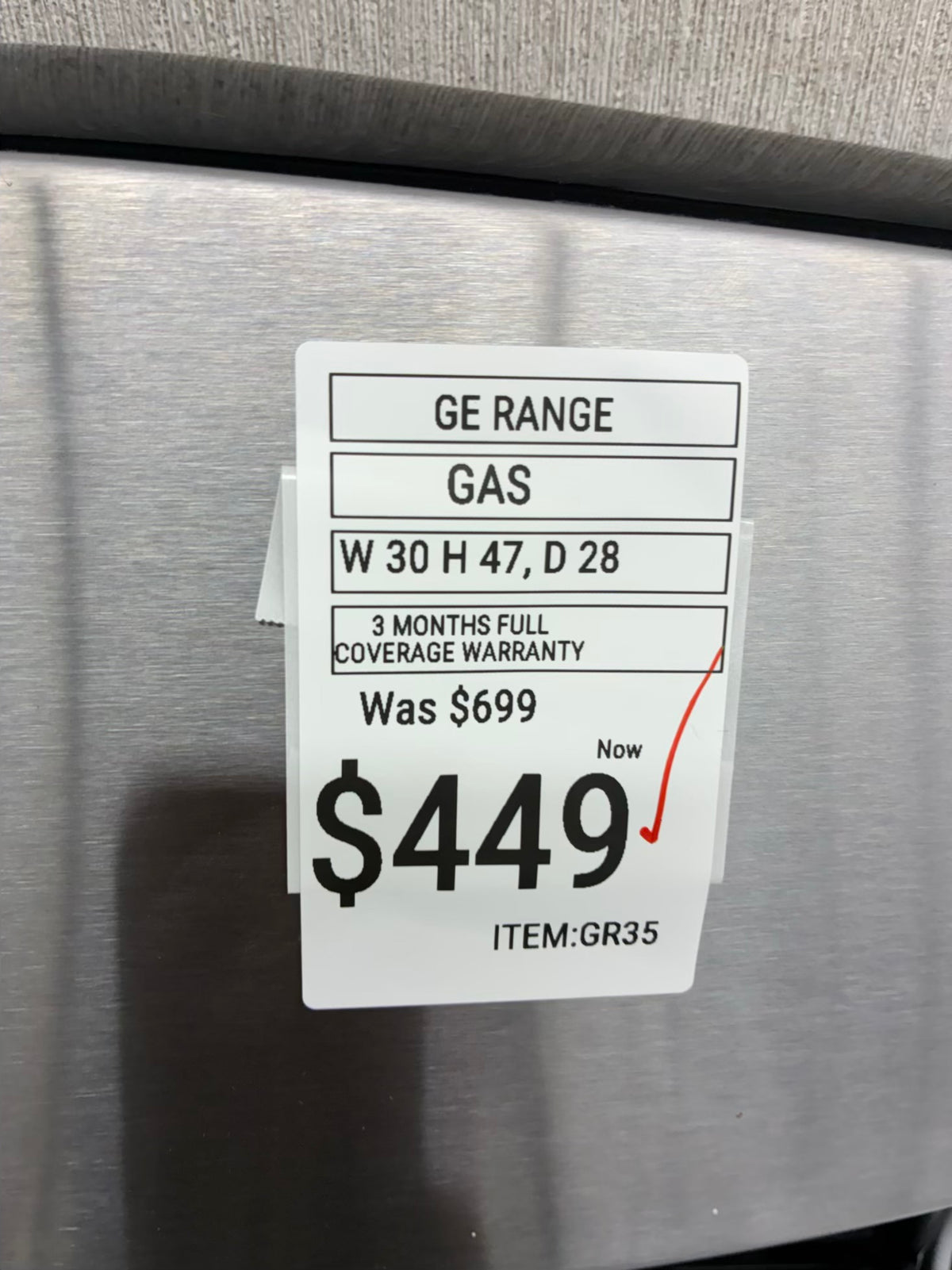 GE Gas Range Stainless Steel 4 Burners 30”