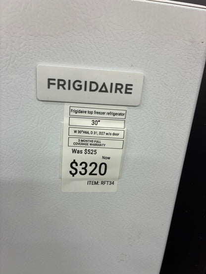 Frigidaire Top Freezer Refrigerator 30” white