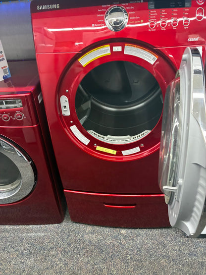 Samsung gas dryer 27” large capacity red with pedestal