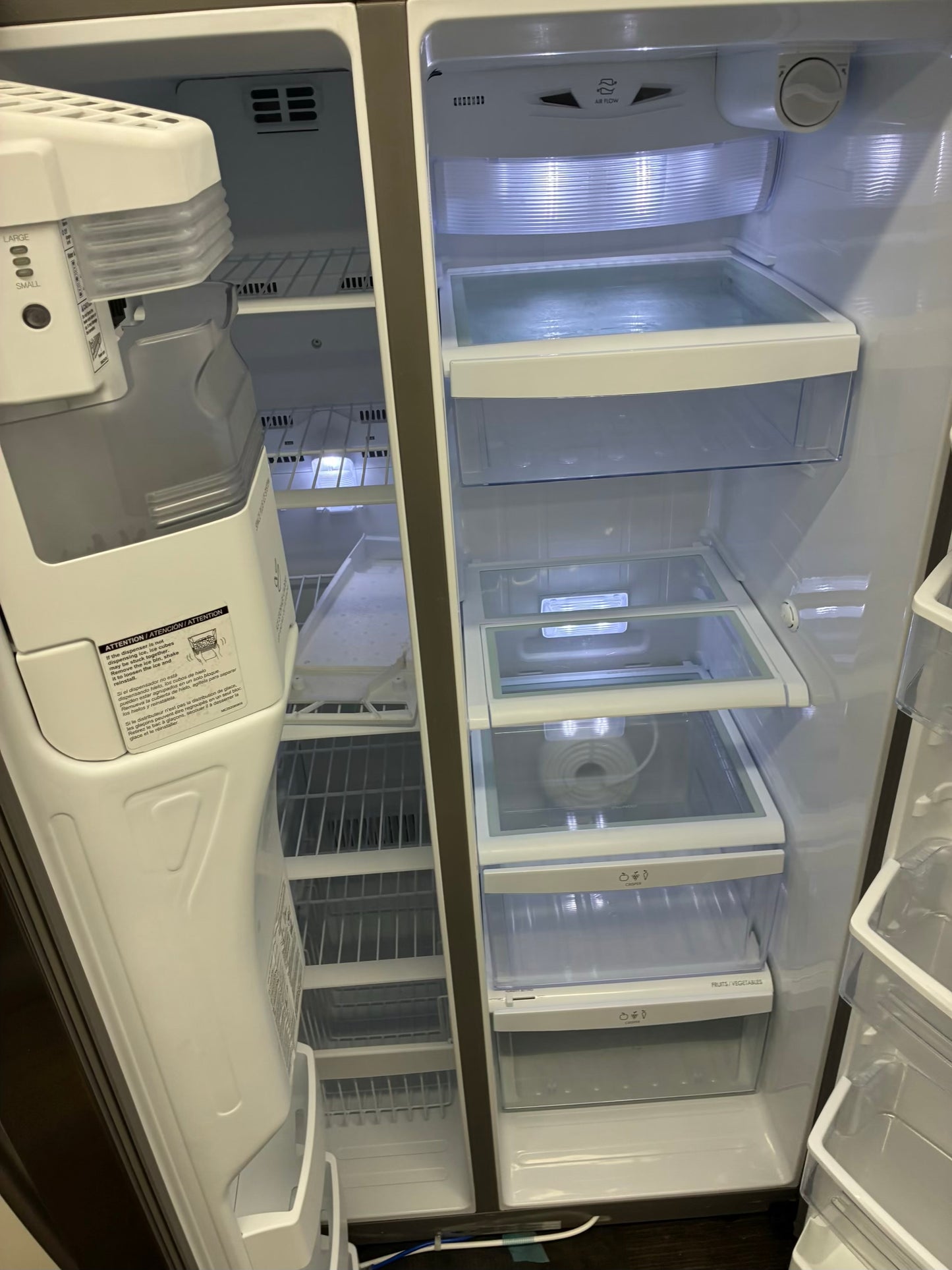 Kenmore side by side refrigerator stainless steel 33” ice maker water dispenser