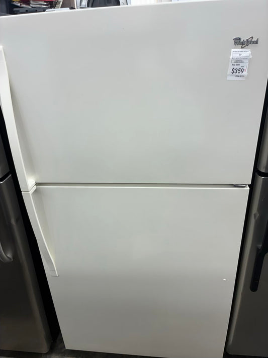 Whirlpool top freezer refrigerator beige 33”