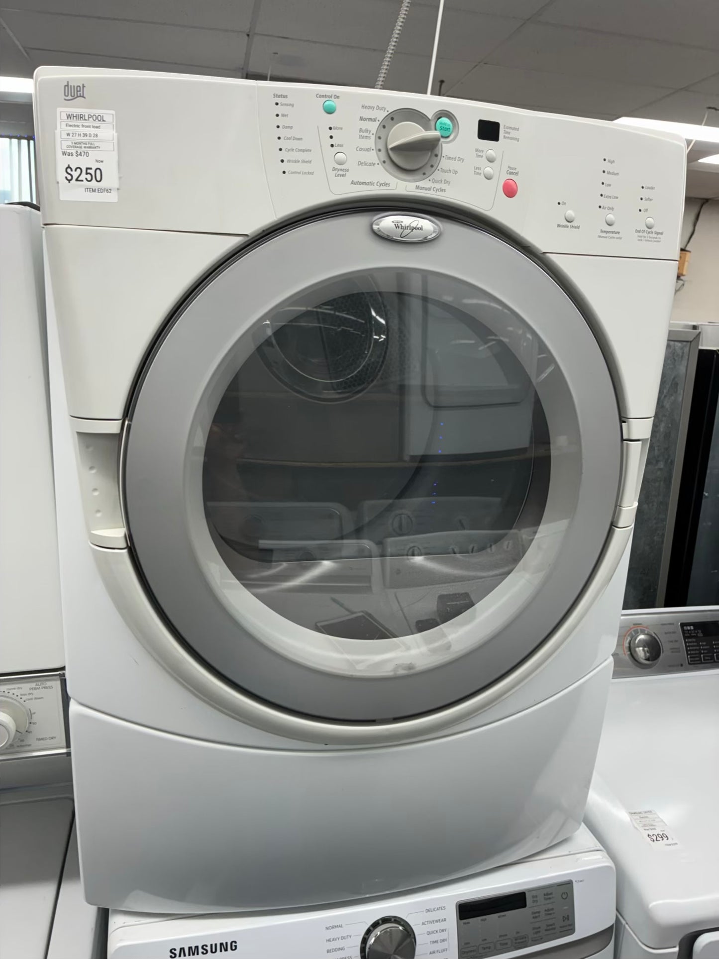 Whirlpool Electric Dryer 27” white front load