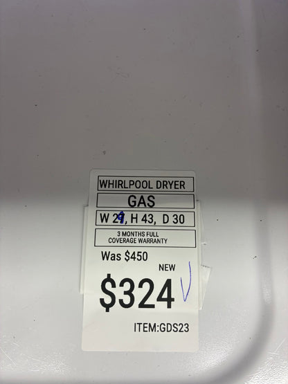 Whirlpool gas dryer white 29” large capacity