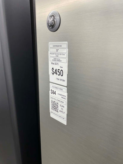 ITEM: #RF58H  GE bottom  freezer refrigerator slate stainless steel 33”