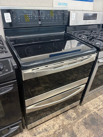 Kenmore elite electric white  range 5 burner 30 inch stainless  steel double oven