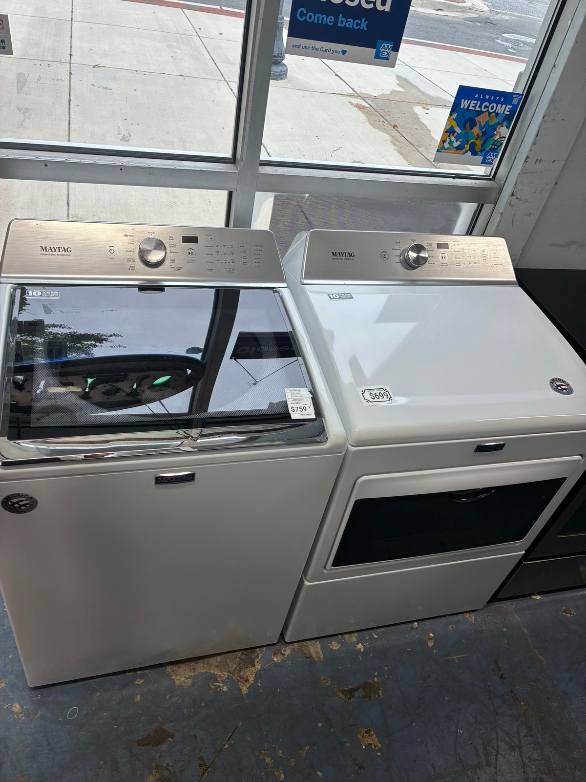Maytag electric washer and dryer 27” top load