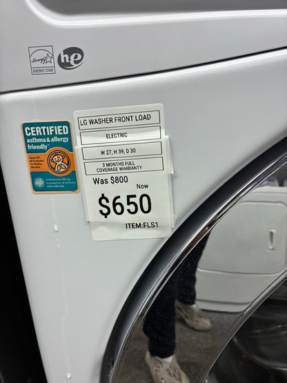 LG WASHER N DRYER FRONT LOAD ELECTRIC 27” WHITE