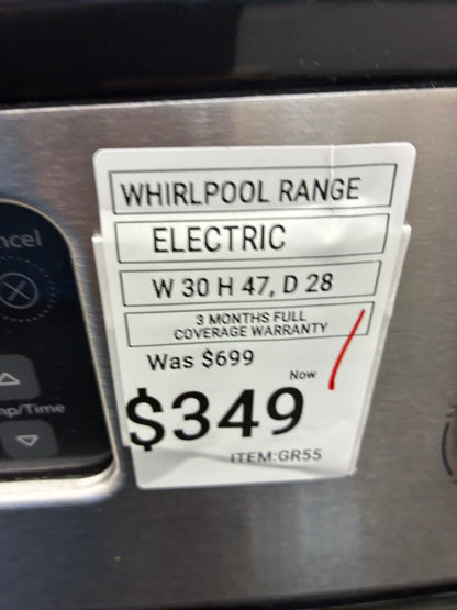 Whirlpool electric range stainless steel 30”