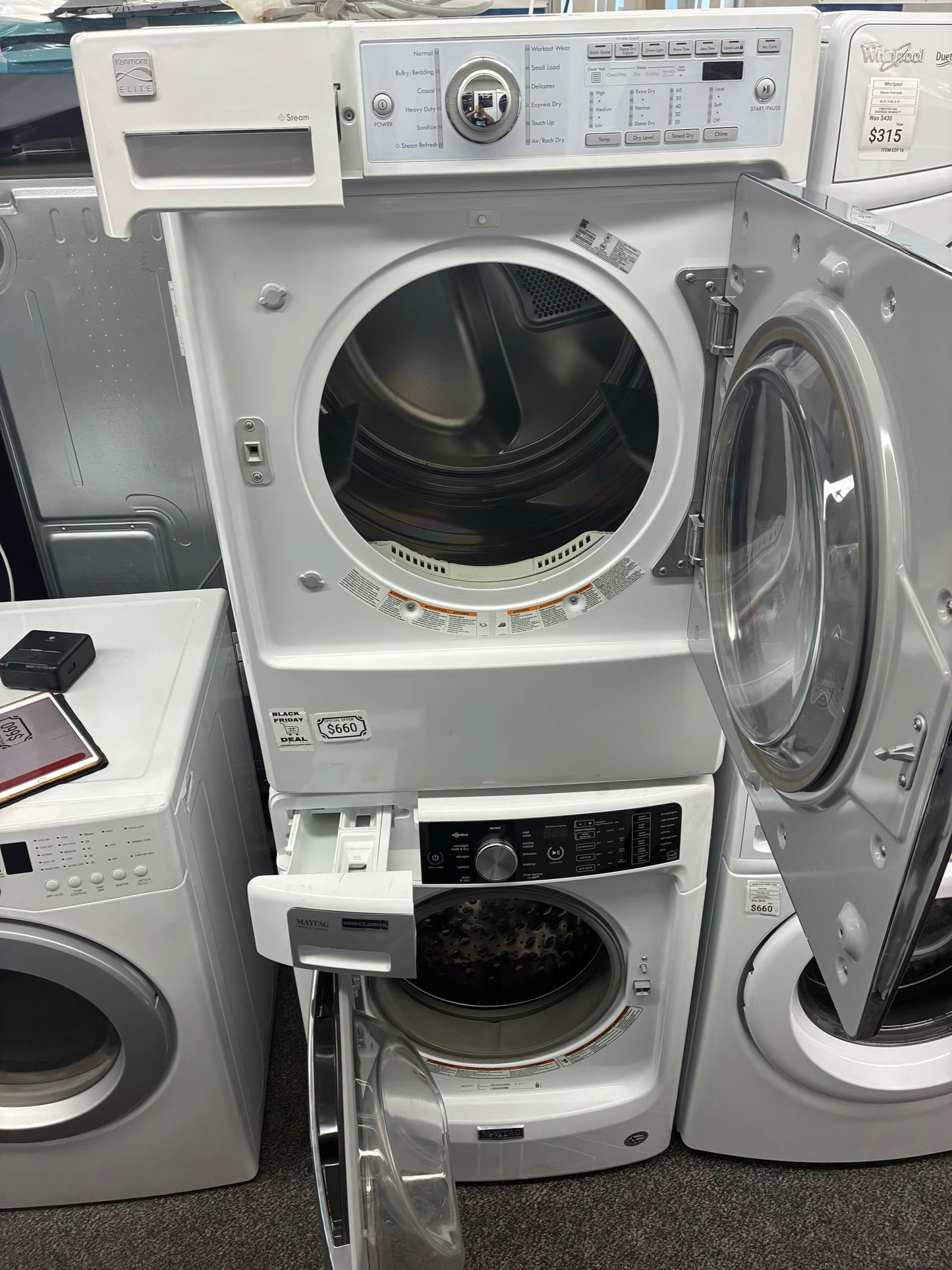 Gas Front load set Maytag washer and gas Kenmore dryer 27” large capacity